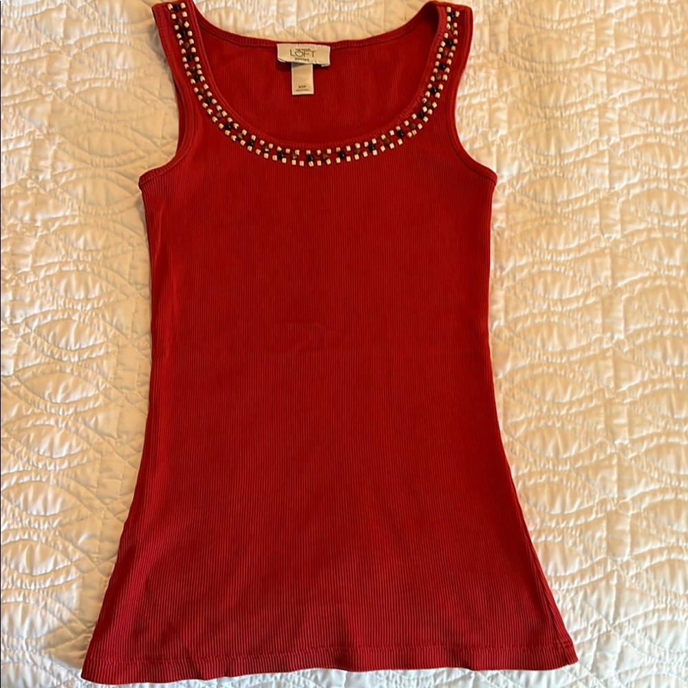 LOFT Salmon Sleeveless Top with Studded Neckline